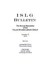 Artículo, ISLG Chairman's Message, Italian Studies Library Group
