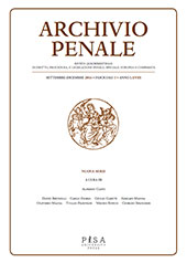 Issue, Archivio penale : rivista quadrimestrale di diritto, procedura e legislazione penale speciale, europea e comparata : LXVIII, 3, 2016, Pisa University Press
