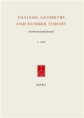 Fascicule, Analysis, geometry and number theory : an international journal : 1, 2016, Fabrizio Serra