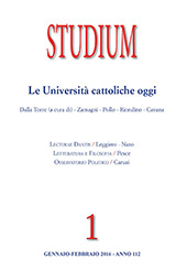 Fascicolo, Studium : rivista bimestrale : 112, 1, 2016, Studium