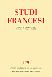 Fascicolo, Studi francesi : 179, 2, 2016, Rosenberg & Sellier