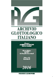 Fascículo, Archivio glottologico italiano : CI, 2, 2016, Le Monnier