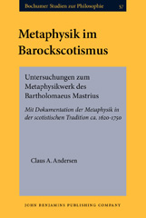 eBook, Metaphysik im Barockscotismus, Andersen, Claus A., John Benjamins Publishing Company
