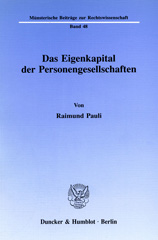 eBook, Das Eigenkapital der Personengesellschaften., Pauli, Raimund, Duncker & Humblot