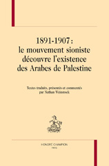 E-book, 1891-1907 : Le mouvement sioniste découvre l'existence des Arabes de Palestine, Honoré Champion