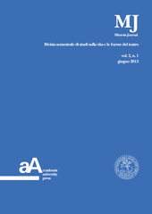 Fascicolo, Mimesis Journal : scritture della performance : 2, 1, 2013, Accademia University Press