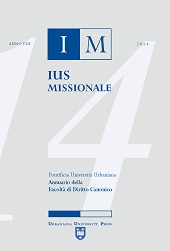 Artículo, Il diritto missionario nella Chiesa : questioni problematiche aperte, Urbaniana university press