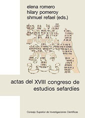 E-book, Actas del XVIII Congreso de Estudios Sefardíes : selección de conferencias (Madrid, 30 de junio-3 de julio, 2014), CSIC, Consejo Superior de Investigaciones Científicas