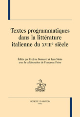 E-book, Textes programmatiques dans la littérature italienne du XVIIIe siècle, Honoré Champion
