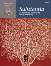 Fascículo, Substantia : an International Journal of the History of Chemistry : 2, 1, 2018, Firenze University Press