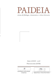 Fascicolo, Paideia : rivista di filologia, ermeneutica e critica letteraria : LXXIII, pars secunda, II/III, 2018, Stilgraf