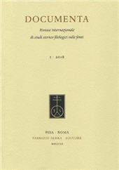 Fascicule, Documenta : rivista internazionale di studi storico-filologici sulle fonti : VI, 2023, Fabrizio Serra