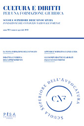 Fascicolo, Cultura e diritti : per una formazione giuridica : VII, 1, numero speciale, 2018, Pisa University Press