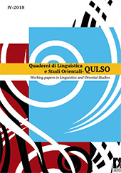 Fascicolo, Quaderni di Linguistica e Studi Orientali = Working Papers in Linguistics and Oriental Studies : 4, 2018, Firenze University Press