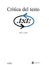 Fascicolo, Critica del testo : XXI, 1, 2018, Viella