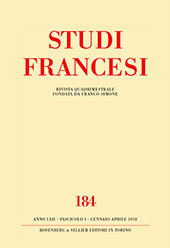 Fascicolo, Studi francesi : 184, 1, 2018, Rosenberg & Sellier