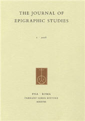 Fascicule, The journal of epigraphic studies : 6, 2023, Fabrizio Serra