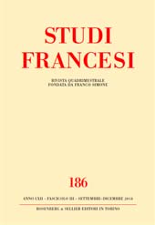 Heft, Studi francesi : 186, 3, 2018, Rosenberg & Sellier