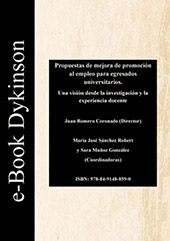 E-book, Propuestas de mejora de promoción al empleo para egresados universitarios : una visión desde la investigación y la experiencia docente, Romero Coronado, Juan, Dykinson
