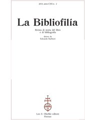 Heft, La bibliofilia : rivista di storia del libro e di bibliografia : CXX, 2, 2018, L.S. Olschki