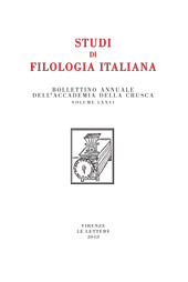 Fascicolo, Studi di filologia italiana : LXXVI, 2018, Le Lettere