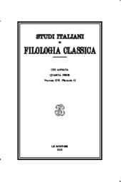 Fascículo, Studi italiani di filologia classica : 2, 2018, Le Monnier