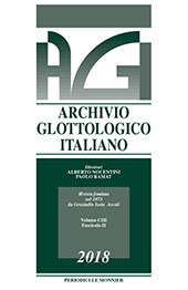 Issue, Archivio glottologico italiano : CIII, 2, 2018, Le Monnier