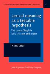 eBook, Lexical meaning as a testable hypothesis, Sabar, Nadav, John Benjamins Publishing Company
