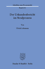 eBook, Der Urkundenbericht im Strafprozess., Duncker & Humblot