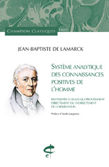 E-book, Système analytique des connaissances positives de l'homme restreintes à celes qui proviennent directement ou indirectement de l'observation, Lamarck Jean-Baptiste, Honoré Champion