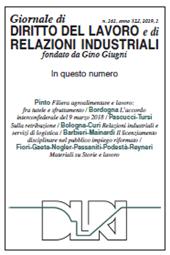 Fascicule, Giornale di diritto del lavoro e di relazioni industriali : 161, 1, 2019, Franco Angeli