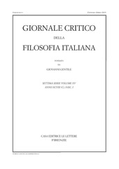 Issue, Giornale critico della filosofia italiana : XCVIII, 1, 2019, Le Lettere