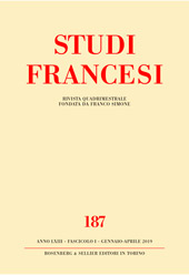 Fascículo, Studi francesi : 187, 1, 2019, Rosenberg & Sellier