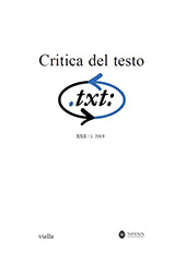 Fascicolo, Critica del testo : XXII, 1, 2019, Viella