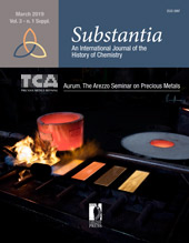 Fascículo, Substantia : an International Journal of the History of Chemistry : 3, 1 Supplemento, 2019, Firenze University Press