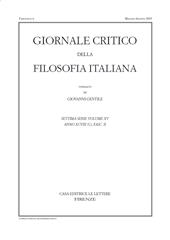 Issue, Giornale critico della filosofia italiana : XCVIII, 2, 2019, Le Lettere