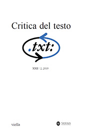 Issue, Critica del testo : XXII, 2, 2019, Viella