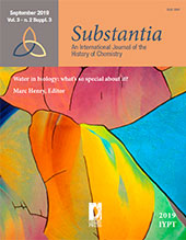 Heft, Substantia : an International Journal of the History of Chemistry : 3, 2 Supplemento 3, 2019, Firenze University Press