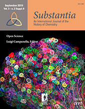 Issue, Substantia : an International Journal of the History of Chemistry : 3, 2 Supplemento 6, 2019, Firenze University Press