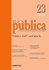 Fascículo, Res Publica : rivista di studi storico politici internazionali : 23, 1, 2019, Rubbettino