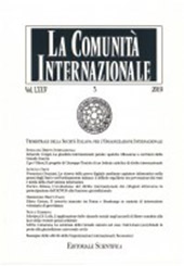 Heft, La comunità internazionale : rivista trimestrale della Società Italiana per l'Organizzazione Internazionale : LXXIV, 3, 2019, Editoriale Scientifica