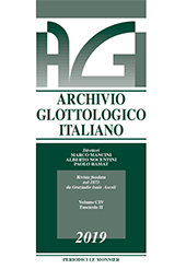 Fascículo, Archivio glottologico italiano : CIV, 2, 2019, Le Monnier