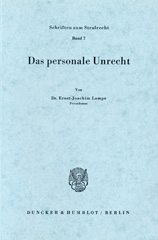 E-book, Das personale Unrecht., Duncker & Humblot
