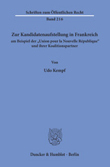 E-book, Zur Kandidatenaufstellung in Frankreich am Beispiel der "Union pour la Nouvelle République" und ihrer Koalitionspartner., Kempf, Udo., Duncker & Humblot