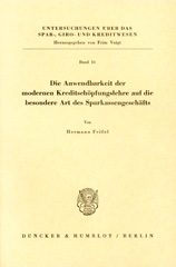 E-book, Die Anwendbarkeit der modernen Kreditschöpfungslehre auf die besondere Art des Sparkassengeschäfts., Duncker & Humblot