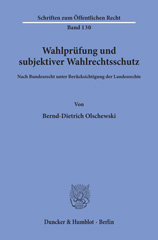 E-book, Wahlprüfung und subjektiver Wahlrechtsschutz. : Nach Bundesrecht unter Berücksichtigung der Landesrechte., Duncker & Humblot
