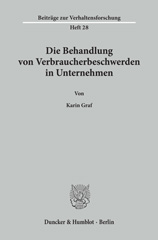 E-book, Die Behandlung von Verbraucherbeschwerden in Unternehmen., Duncker & Humblot