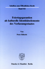 E-book, Feiertagsgarantien als kulturelle Identitätselemente des Verfassungsstaates., Duncker & Humblot