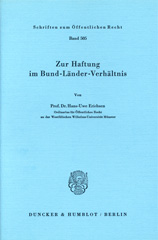 E-book, Zur Haftung im Bund-Länder-Verhältnis., Erichsen, Hans-Uwe, Duncker & Humblot