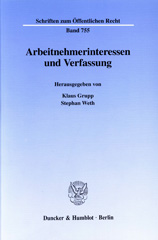 E-book, Arbeitnehmerinteressen und Verfassung., Duncker & Humblot